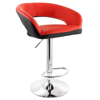 Picture of Elama Adjustable Faux Leather Open-Back Bar Stool, Red/Black