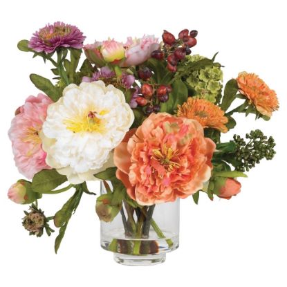 Picture of Nearly Natural 10in Silk Peony Flower With Vase