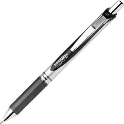 Picture of Pentel EnerGel RTX Liquid Gel Pen, Medium Point, 0.7 mm, Silver Barrel, Black Ink