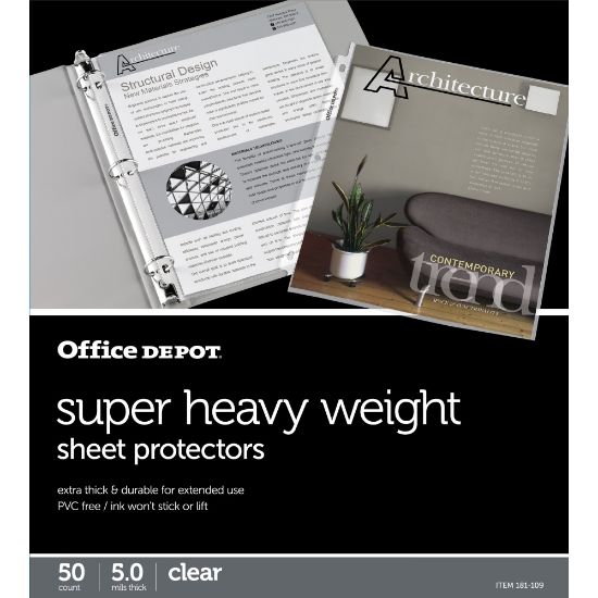 Picture of Office Depot Brand Super Heavyweight Sheet Protectors, 8-1/2in x 11in, Clear, Pack Of 50