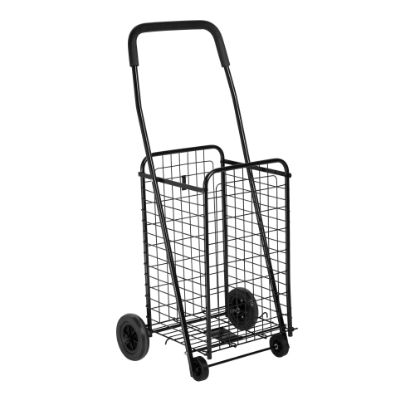 Picture of Honey-can-do CRT-01511 Medium Multi-Purpose Wheeled Utility Cart, Black - 50 lb Capacity - 4 Casters - 14in Length x 18.6in Width x 37.5in Height - Black Metal Frame