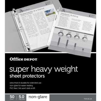 Picture of Office Depot Brand Super Heavyweight Sheet Protectors, 8-1/2in x 11in, Non-Glare, Pack Of 50