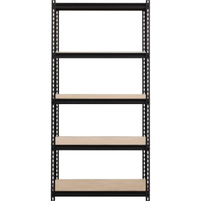 Picture of Lorell Iron Horse 2300 lb Capacity Riveted Shelving - 5 Shelf(ves) - 72in Height x 36in Width x 18in Depth - 30% Recycled - Black - Steel, Particleboard - 1 Each