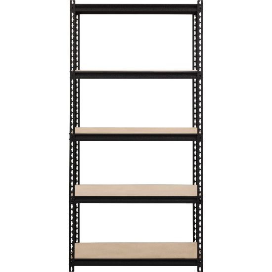 Picture of Lorell Iron Horse 2300 lb Capacity Riveted Shelving - 5 Shelf(ves) - 72in Height x 36in Width x 18in Depth - 30% Recycled - Black - Steel, Particleboard - 1 Each