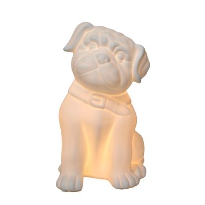 Picture of Simple Designs Porcelain Puppy Dog Table Lamp, 10 3/8inH, White Shade/White Base