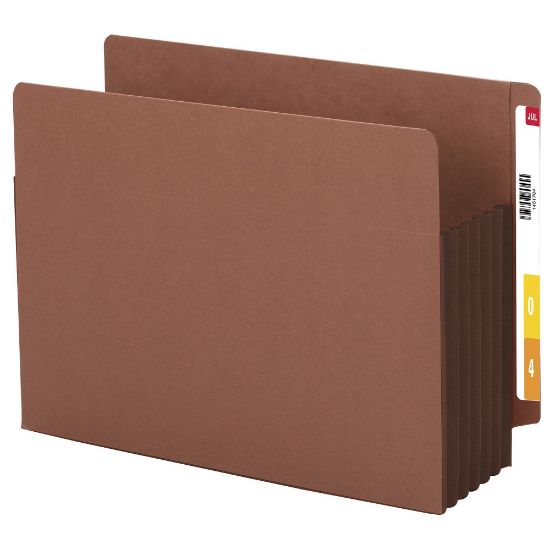 Picture of Smead Extra-Wide Redrope End-Tab File Pocket With Dark Brown Tear Resistant Gusset, Extra Wide Letter Size, 5 1/4in Expansion, 30% Recycled, Box Of 10