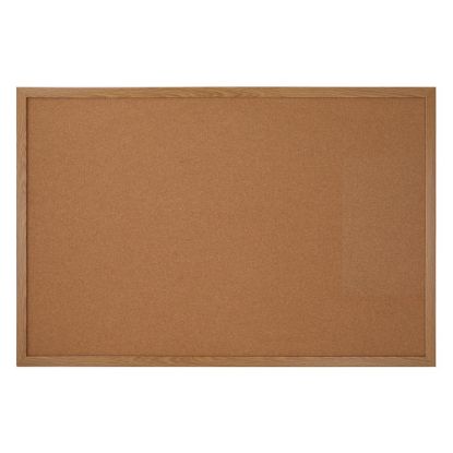 Picture of Office Depot Brand Cork Bulletin Board, 24in x 36in, Wood Frame With Light Oak Finish