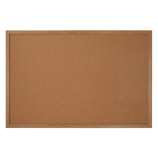 Picture of Office Depot Brand Cork Bulletin Board, 24in x 36in, Wood Frame With Light Oak Finish