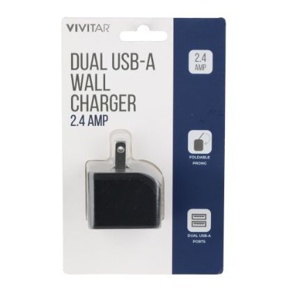 Picture of Vivitar Dual USB-A Wall Charger, Black, NIL6002-BLK-STK-24