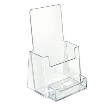 Picture of Azar Displays Plastic Trifold Brochure Holders With Business Card Pocket, 7 1/4inH x 4inW x 3 3/4inD, Clear, Pack Of 10