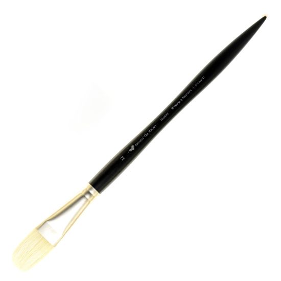 Picture of Winsor & Newton Artists Oil Paint Brush, Size 12, Filbert Bristle, Hog Hair, Black