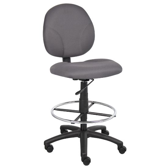 Picture of Boss Office Products Stand-Up Fabric Drafting Chair With Back, Gray/Black