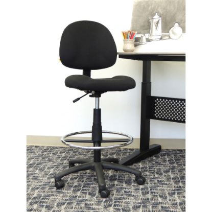 Picture of Boss Office Products Ergonomic Works Adjustable Drafting Chair Without Arms, Black/Chrome