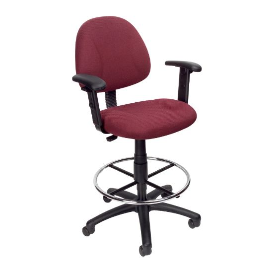 Picture of Boss Office Products Drafting Stool, Adjustable Arms, Burgundy, B1616-BY