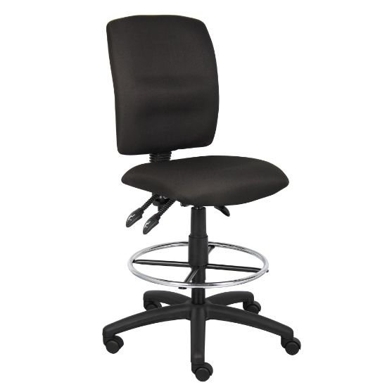 Picture of Boss Office Products Fabric Armless Drafting Stool, Black/Chrome