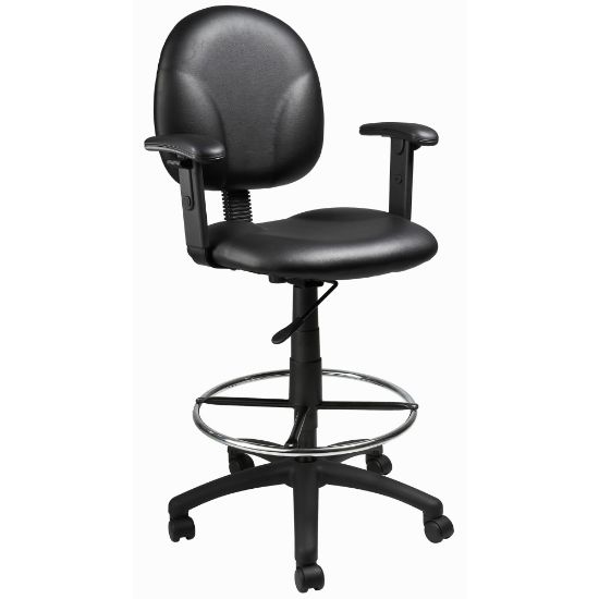 Picture of Boss Office Products Drafting Stool With Antimicrobial Protection, Adjustable Arms, Footring, Black