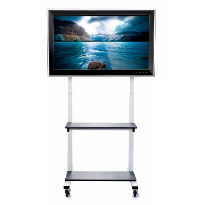 Picture of Luxor CLCD Crank Adjustable Flat-Panel TV Cart, 66inH x 30?W x 29 1/2?D, Light Gray/Black