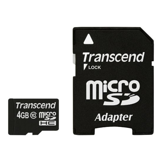 Picture of Transcend Premium - Flash memory card (microSDHC to SD adapter included) - 4 GB - Class 10 - 133x - microSDHC