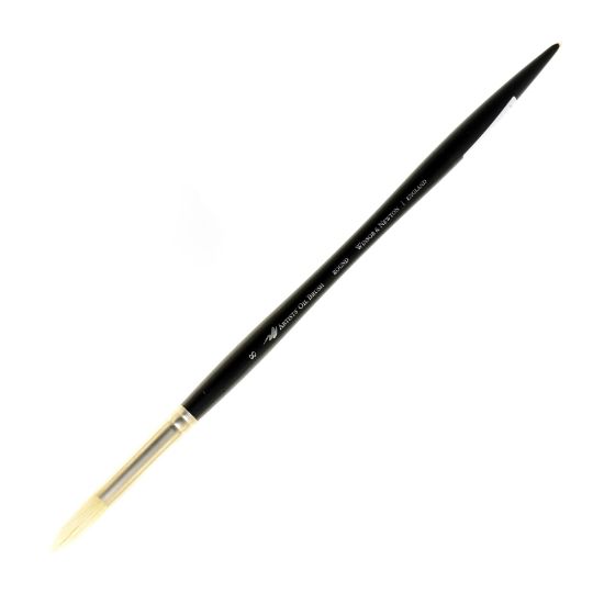 Picture of Winsor & Newton Artists Oil Paint Brush, Size 8, Round Bristle, Hog Hair, Black