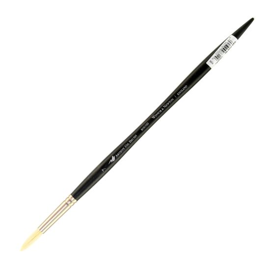 Picture of Winsor & Newton Artists Oil Paint Brush, Size 7, Round Bristle, Hog Hair, Black