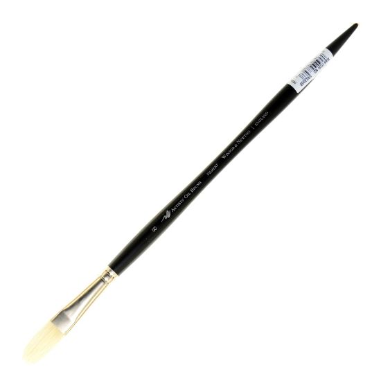 Picture of Winsor & Newton Artists Oil Paint Brush, Size 8, Filbert Bristle, Hog Hair, Black