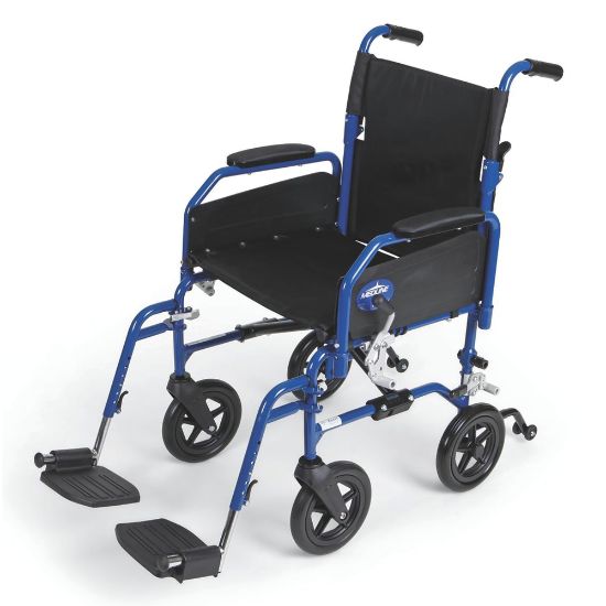 Picture of Medline Hybrid 2 Transport Wheelchair, Swing Away, 18in Seat, Blue