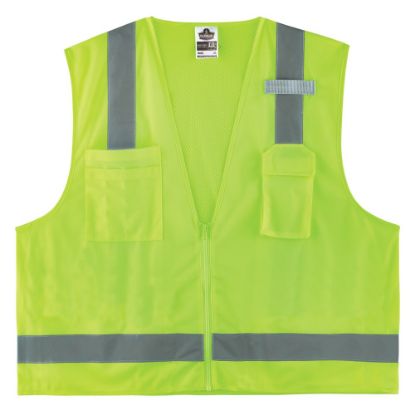 Picture of Ergodyne GloWear Surveyors Mesh Hi-Vis Class 2 Safety Vest, 3X, Lime