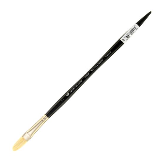 Picture of Winsor & Newton Artists Oil Paint Brush, Size 7, Filbert Bristle, Hog Hair, Black