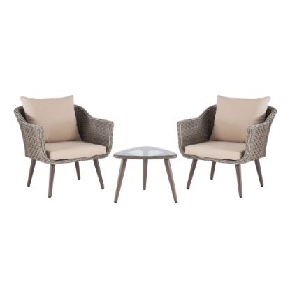 Picture of Linon Marciano 3-Piece Outdoor Table Set, Gray/Beige