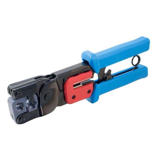 Picture of C2G RJ11/RJ45 Crimping Tool with Cable Stripper - Black - Steel - 2 lb - TAA Compliant