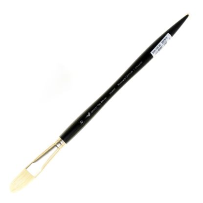 Picture of Winsor & Newton Artists Oil Paint Brush, Size 10, Filbert Bristle, Hog Hair, Black