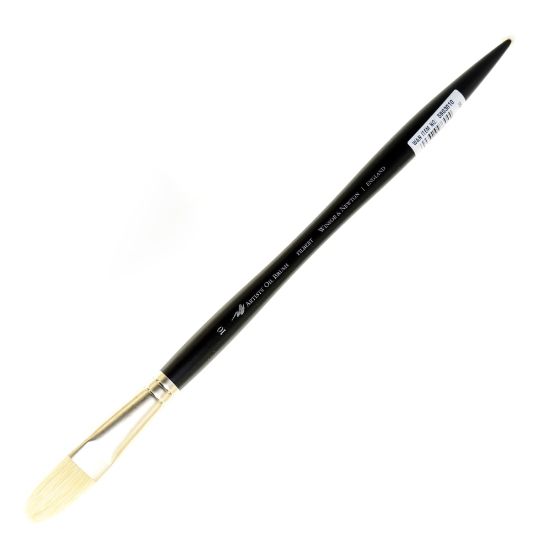 Picture of Winsor & Newton Artists Oil Paint Brush, Size 10, Filbert Bristle, Hog Hair, Black