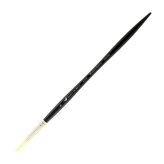 Picture of Winsor & Newton Artists Oil Paint Brush, Size 6, Round Bristle, Hog Hair, Black