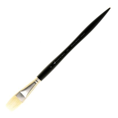 Picture of Winsor & Newton Artists Oil Paint Brush, Size 12, Flat Bristle, Hog Hair, Black