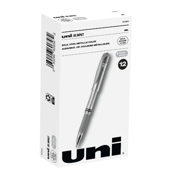 Picture of uni-ball 207 Impact Gel Pen, Bold Point, 1.0 mm, Clear Barrel, Silver Ink