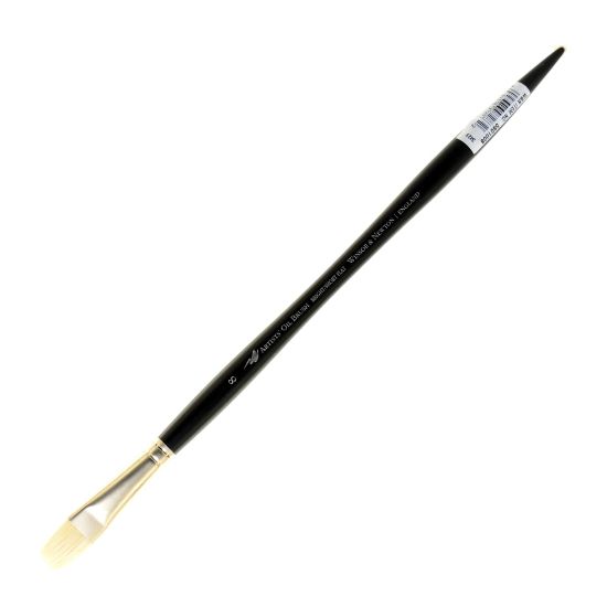 Picture of Winsor & Newton Artists Oil Paint Brush, Size 8, Bright Bristle, Hog Hair, Black