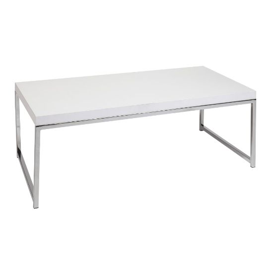 Picture of Ave Six Wall Street Table, Coffee, Rectangular, White/Chrome