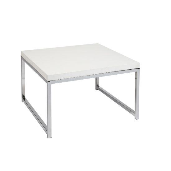 Picture of Ave Six Wall Street Table, Accent/Corner, Square, White/Chrome