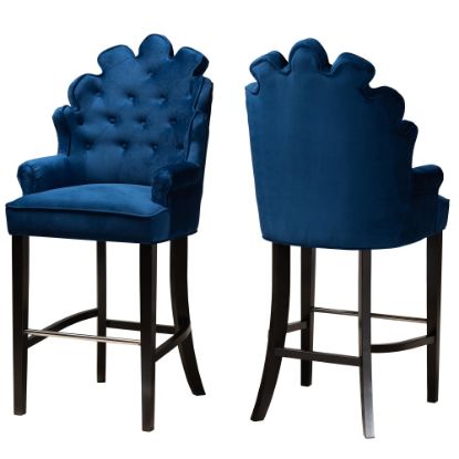 Picture of Baxton Studio Chloe Bar Stools, Navy Blue, Set Of 2 Stools