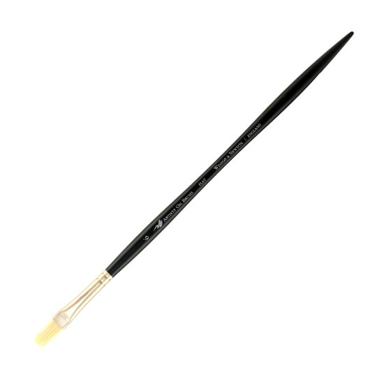 Picture of Winsor & Newton Artists Oil Paint Brush, Size 6, Flat Bristle, Hog Hair, Black