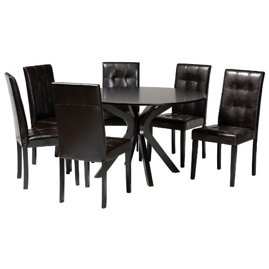 Picture of Baxton Studio Marie Dining Set, 29-15/16inH x 47-1/4inW x 47-1/4inD, Dark Brown/Espresso