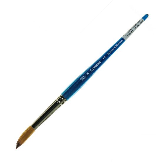 Picture of Winsor & Newton Cotman Watercolor Paint Brush 111, Size 14, Round Bristle, Synthetic, Blue