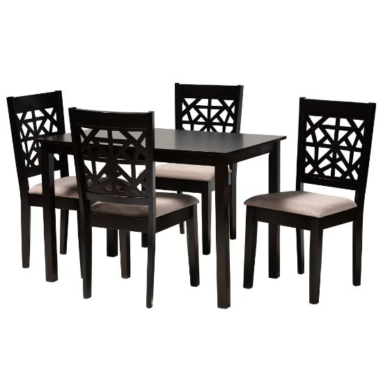 Picture of Baxton Studio Jackson 5-Piece Dining Set, 29-1/8inH x 43-5/16inW x 27-9/16inD, Sand/Espresso