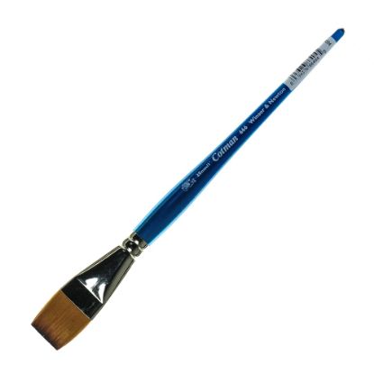 Picture of Winsor & Newton Cotman Watercolor Paint Brush 666, 1in, One-Stroke Flat Bristle, Synthetic, Blue