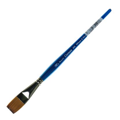 Picture of Winsor & Newton Cotman Watercolor Paint Brush 666, 3/4in, One-Stroke Flat Bristle, Synthetic, Blue