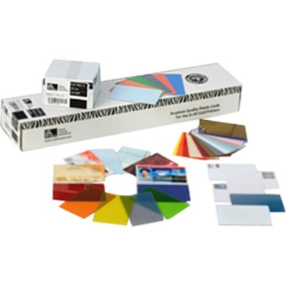 Picture of Zebra - Polyvinyl chloride (PVC) - 10 mil - CR-80 Card (3.37 in x 2.13 in) 500 card(s) cards - for Zebra P100i