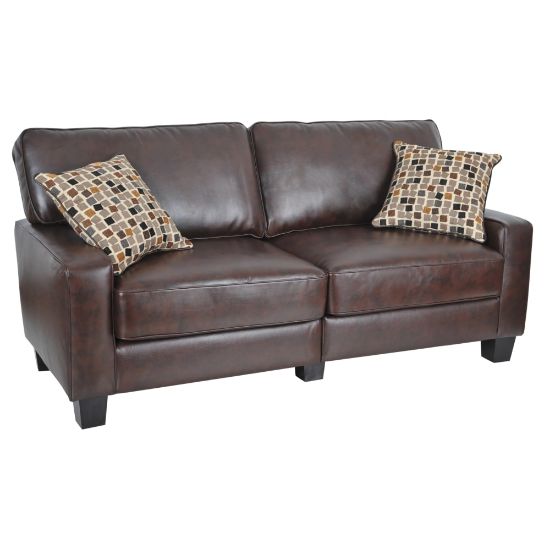 Picture of Serta RTA Monaco Bonded Leather Sofa, 72inW, Brown