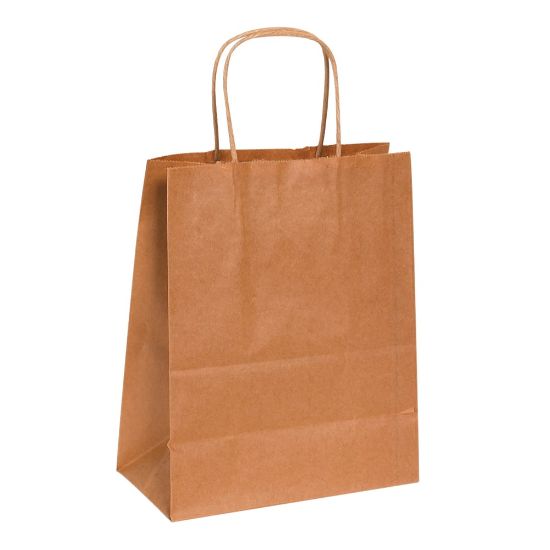 Picture of Partners Brand Paper Shopping Bags, 10 1/4inH x 8inW x 4 1/2inD, Kraft, Case Of 250