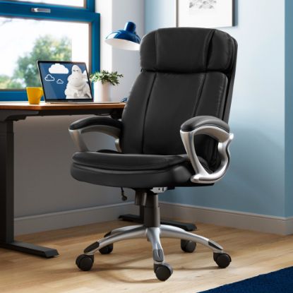 Picture of Serta Big And Tall Ergonomic Bonded Leather High-Back Office Chair, Black/Silver