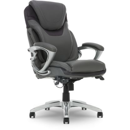 Picture of SertaAIR Health & Wellness Ergonomic Bonded Leather High-Back Executive Office Chair, Light Gray